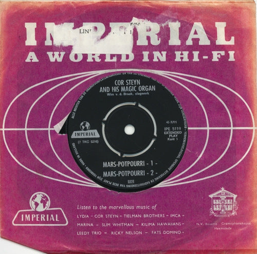 Cor Steyn And His Magic Organ - Marspotpourri 1,2 / Walspotpourri 1,2 01093 Vinyl Singles EP Vinyl Goed / Hoes Goed