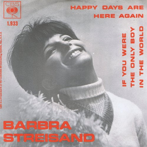 Barbra Streisand - Happy Days Are Here Again 41768 Vinyl Singles Vinyl Zeer Goed / Hoesje Goed "VINYLSINGLES.NL"