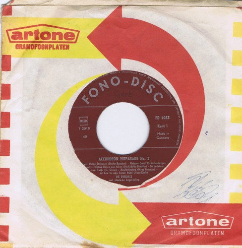 Frisia's - Accordeon Hitparade No. 2 Vinyl Singles EP Vinyl Zeer Goed / Hoesje Generic "VINYLSINGLES.NL"