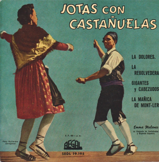 Emma Maleras Su Conjunto De Castañuelas Y Orquesta Española – Jotas Con Castañuelas Vinyl Singles EP Vinyl Zeer Goed / Hoesje Goed "VINYLSINGLES.NL"