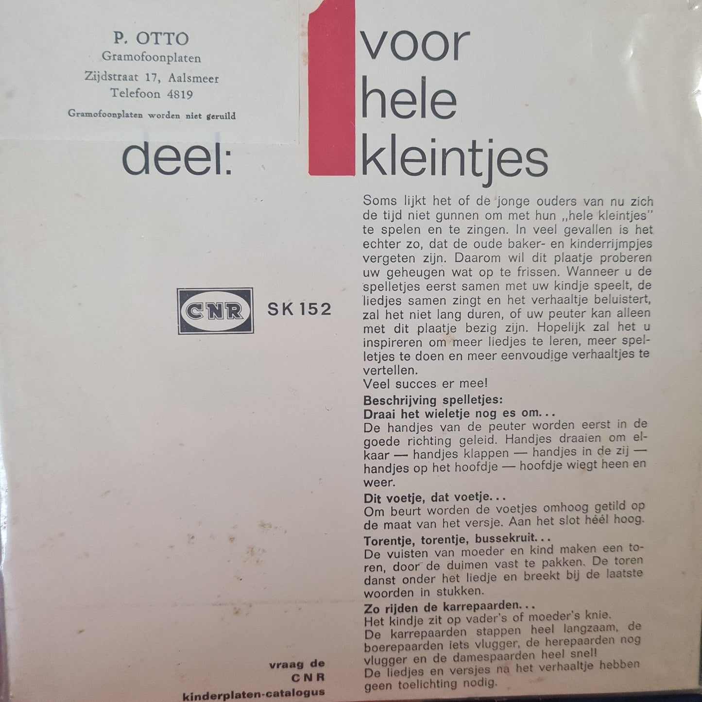 Various - Voor De Hele Kleintjes Deel 1 32326 Vinyl Singles Vinyl Goed / Hoes Goed