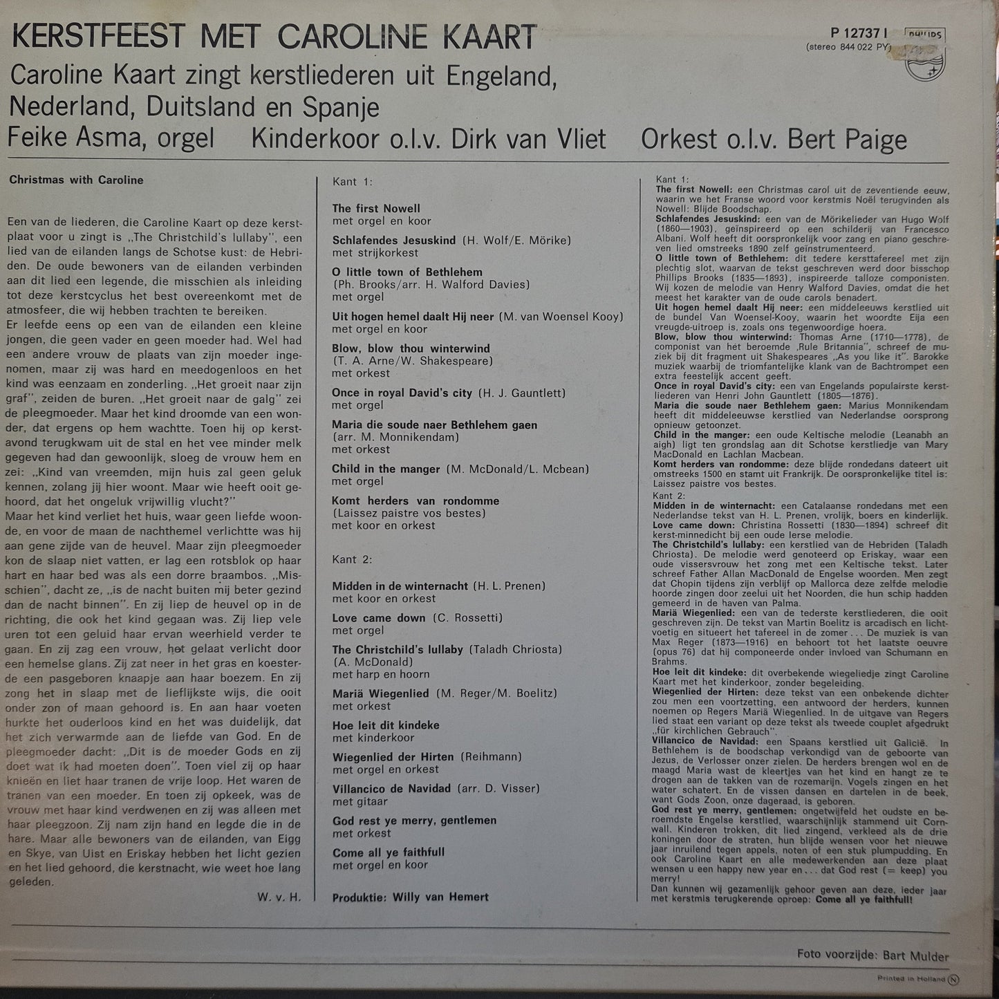 Caroline Kaart - Kerstfeest Met Caroline Kaart (LP) Vinyl LP Vinyl Zeer Goed / Hoesje Goed "VINYLSINGLES.NL"