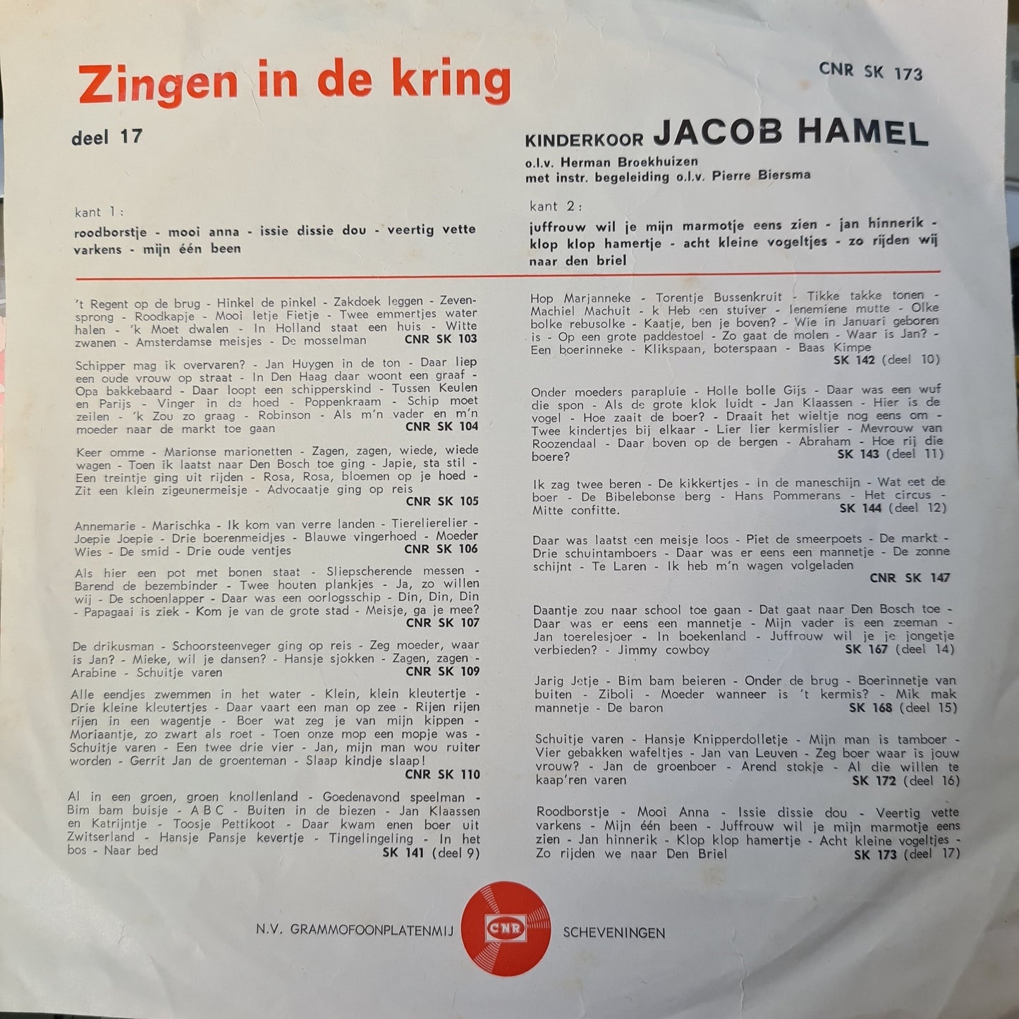 Kinderkoor Jacob Hamel - Zingen In De Kring 17 33656 Vinyl Singles Vinyl Goed / Hoes Goed