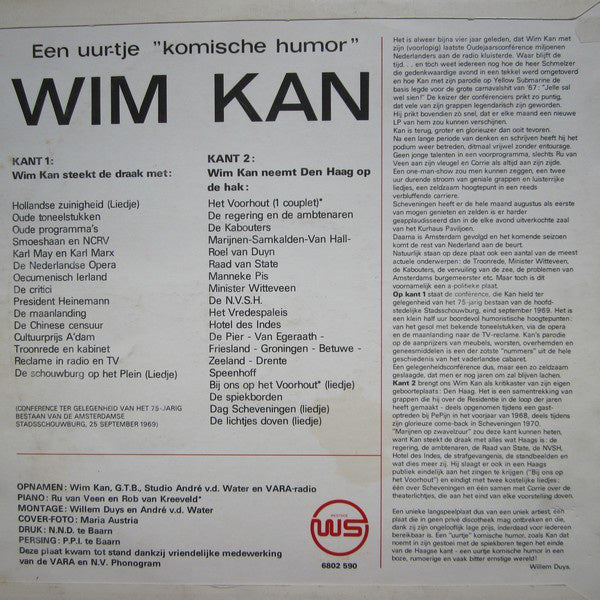 Wim Kan - Een Uur-tje Komische Humor (LP) 40244 Vinyl LP Vinyl Goed / Hoes Goed