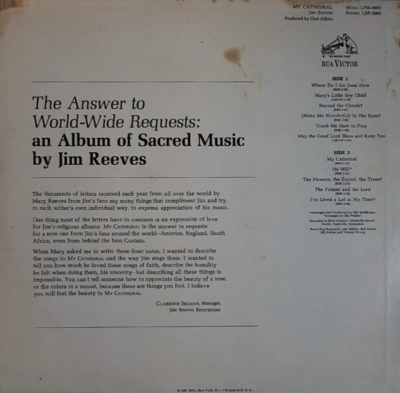 Jim Reeves - My Cathedral (LP) Vinyl LP Vinyl Goed / Hoes Goed