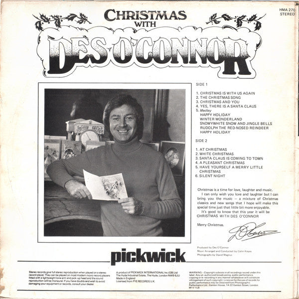 Des O'Connor - Christmas With Des O'Connor (LP) 40573 Vinyl LP Vinyl Goed / Hoes Goed