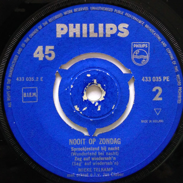 Mieke Telkamp - Nooit op zondag 06714 Vinyl Singles EP Vinyl Goed / Hoes Goed