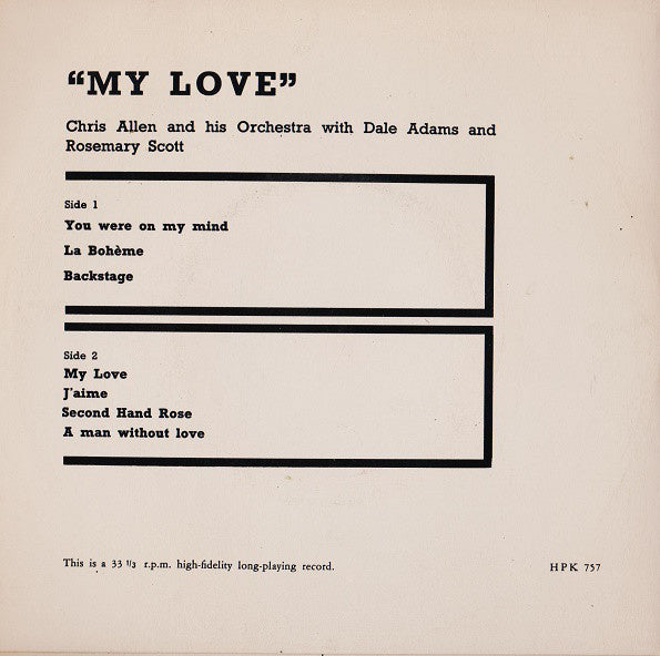 Chris Allen und seine Musik mit Dale Adams und Rosemary Scott – My Love 06441