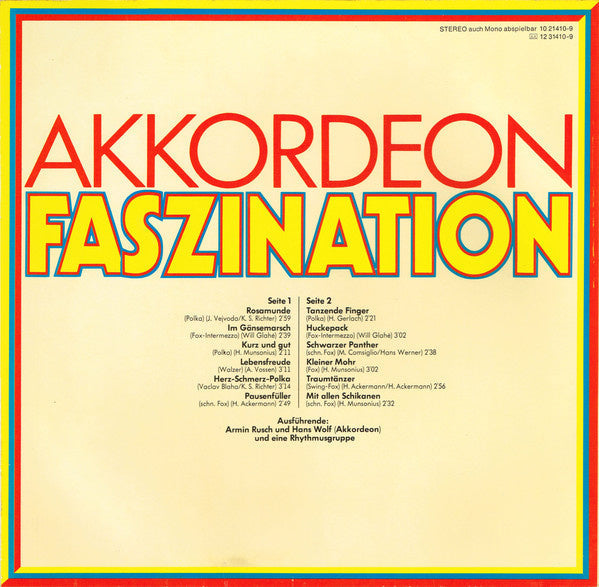 Armin Rusch und Hans Wolf - Akkordeon Faszination (LP) Vinyl LP Vinyl Zeer Goed / Hoesje Goed "VINYLSINGLES.NL"