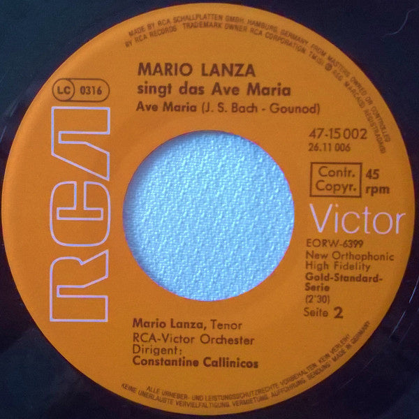 Mario Lanza - Mario Lanza Singt Das Ave Maria 06663 Vinyl Singles Vinyl Goed / Hoes Goed