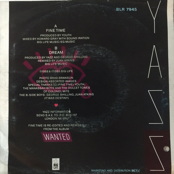 Yazz - Fine Time 22497 Vinyl Singles Vinyl Goed / Hoes Goed