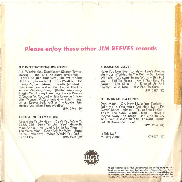 Jim Reeves - Love You Because 23307 Vinyl Singles Vinyl Goed / Hoes Goed