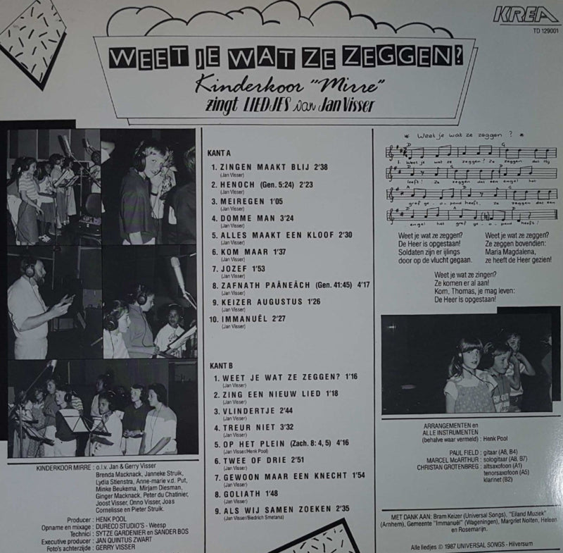 Kinderkoor Mirre - Weet Je Wat Ze Zeggen? (LP) 40443 Vinyl LP Vinyl Goed / Hoes Goed