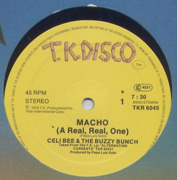 Celi Bee & The Buzzy Bunch - Macho (A Real, Real, One) - Macho (Maxi-Single) Maxi-Singles Vinyl Zeer Goed / Hoesje Goed "VINYLSINGLES.NL"