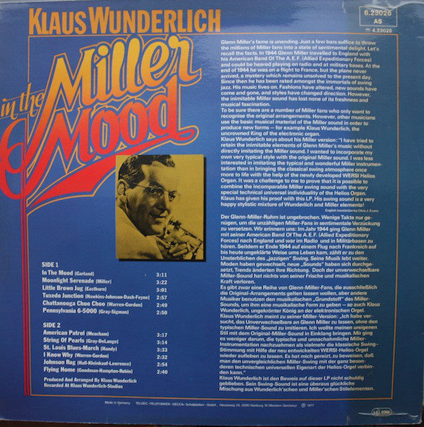 Klaus Wunderlich - In The Miller Mood Klaus Wunderlich Spielt Glenn Miller (LP) 45491 Vinyl LP Vinyl Goed / Hoes Goed
