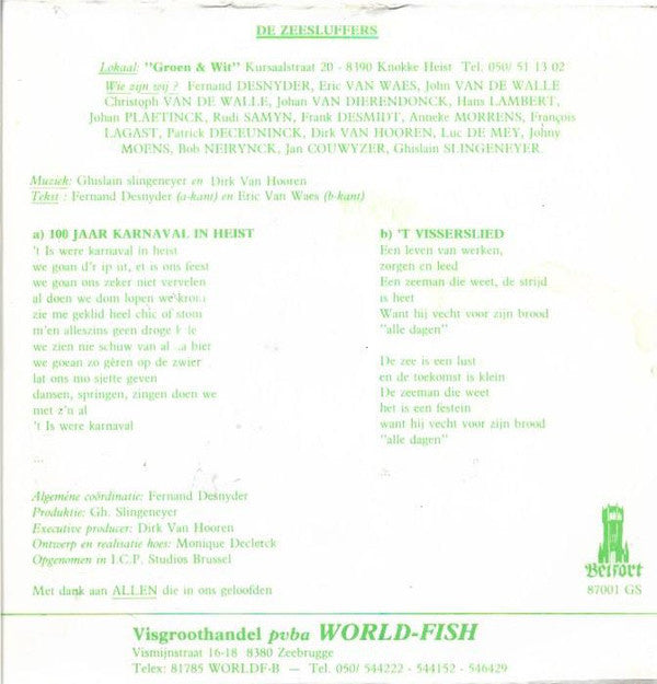Zeesluffers - 100 Jaar Carnaval In Heist 23170 Vinyl Singles Vinyl Goed / Hoes Goed