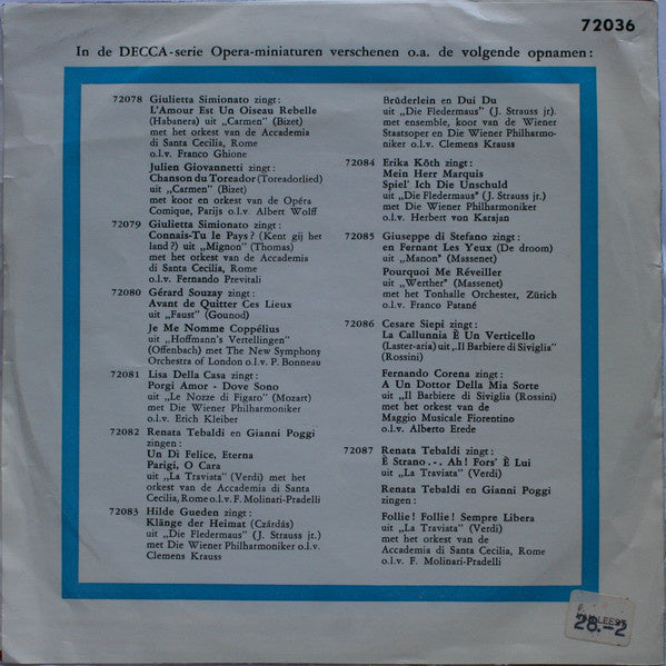 Koor En Orkest van de Accademia Di Santa Cecilia, Giuseppe Verdi - Slavenkoor 06306 Vinyl Singles Vinyl Goed / Hoes Goed
