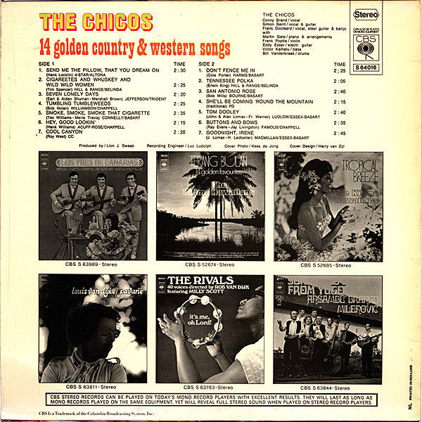 Chicos - 14 Golden Country & Western Songs (LP) Vinyl LP Vinyl Zeer Goed / Hoesje Goed "VINYLSINGLES.NL"