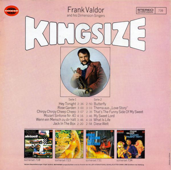 Frank Valdor And His Dimension-Singers - Kingsize (LP) Vinyl LP Vinyl Zeer Goed / Hoesje Goed "VINYLSINGLES.NL"