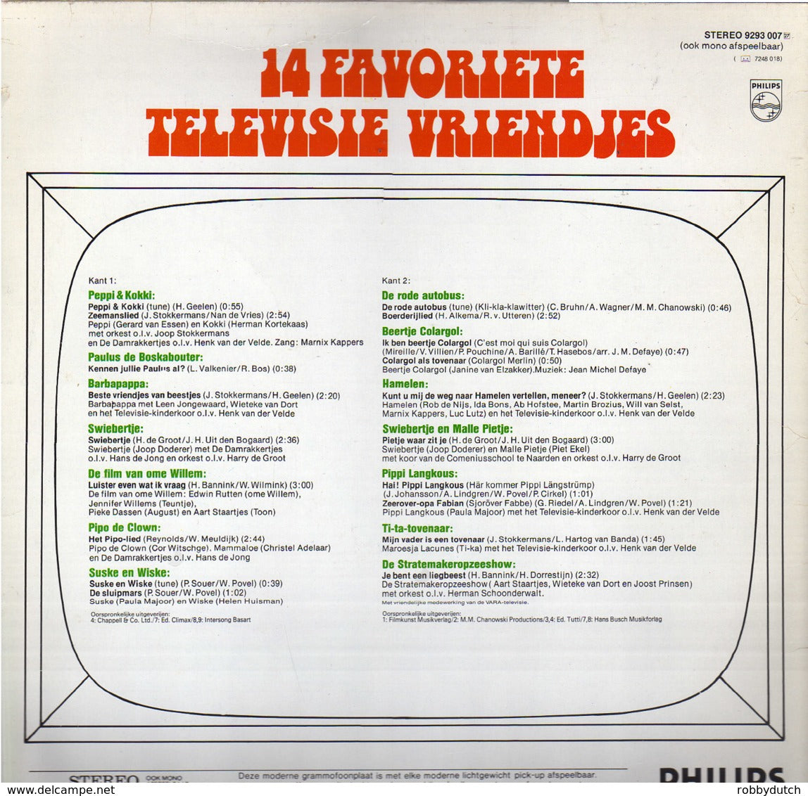 Various - 14 Favoriete Televisie Vriendjes (LP) 51265 Vinyl LP Vinyl Goed / Hoes Goed