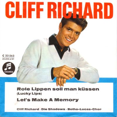 Cliff Richard - Rote Lippen Soll Man Küssen (Lucky Lips) Vinyl Singles Vinyl Zeer Goed / Hoesje Goed "VINYLSINGLES.NL"
