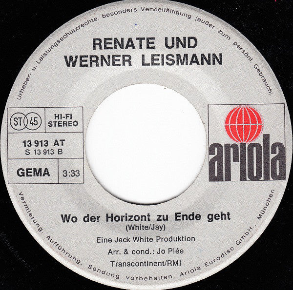 Renate Und Werner Leismann - Heidideldum Und Holdrio 22777 Vinyl Singles Vinyl Goed / Hoes Goed
