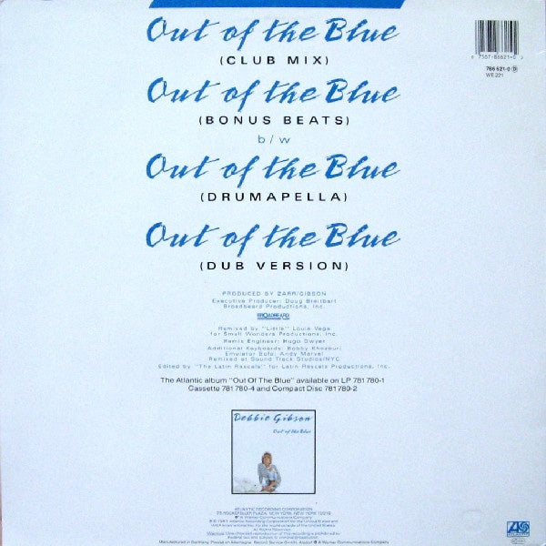 Debbie Gibson - Out Of The Blue (Maxi-Single) Maxi-Singles Vinyl Zeer Goed / Hoesje Goed "VINYLSINGLES.NL"
