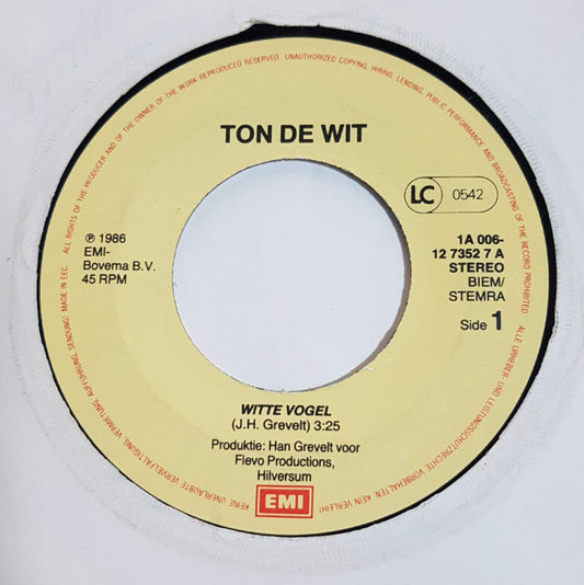 Ton de Wit - Witte Vogel 14386 Vinyl Singles Vinyl Goed / Hoes Goed