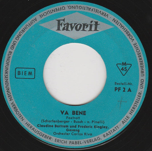 Orchester Carlos Diernhammer - Va Bene 04449 Vinyl Singles Vinyl Goed / Hoes Goed