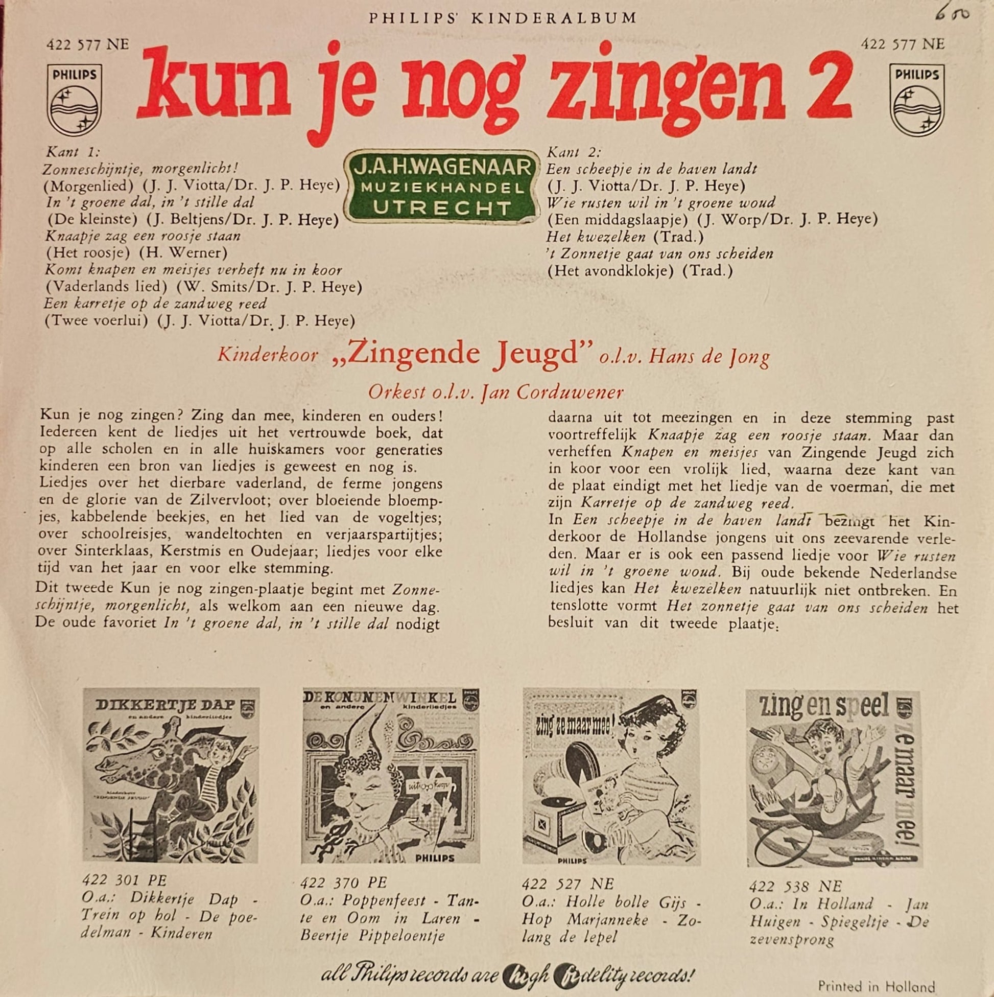 Zingende Jeugd - Kun Je Nog Zingen 2 39902 Vinyl Singles Vinyl Goed / Hoes Goed