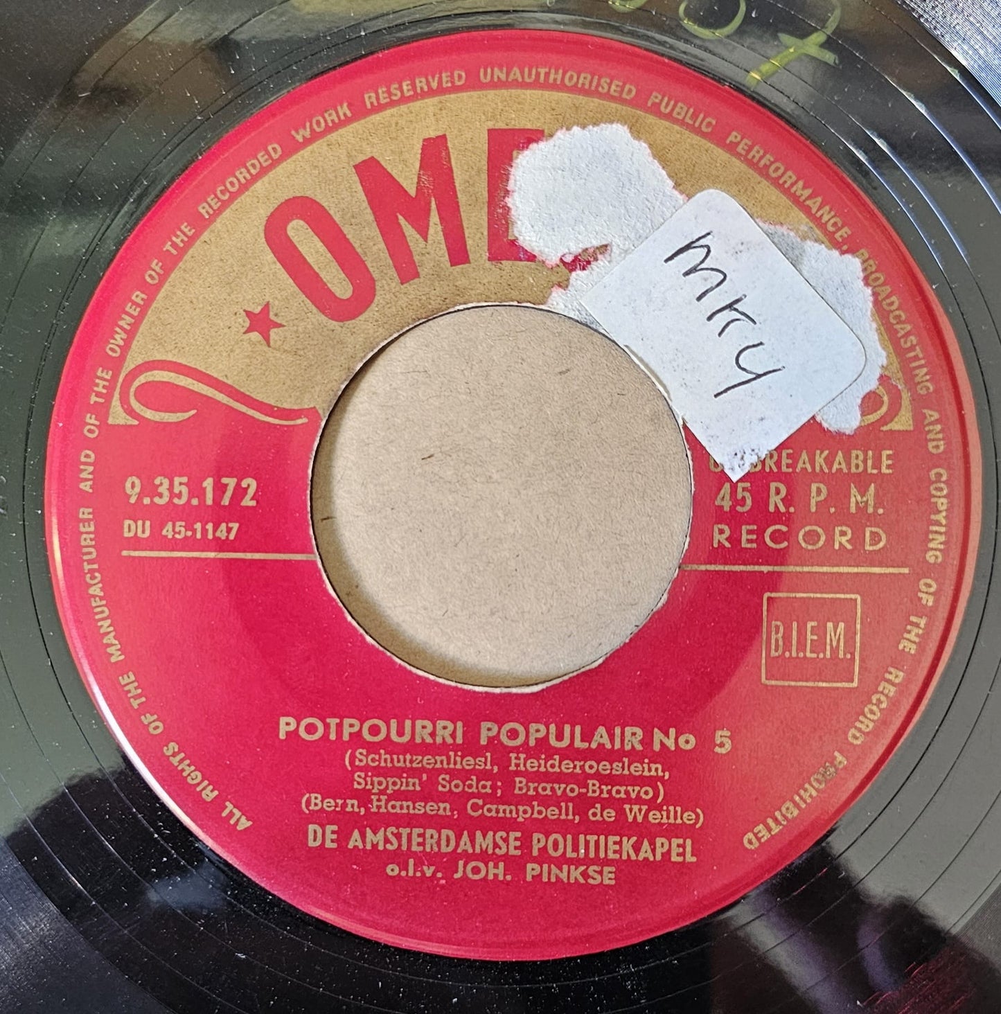 Amsterdamse Politiekapel - Potpourri Populair Nr. 05825 Vinyl Singles Vinyl Goed / Hoes Generic