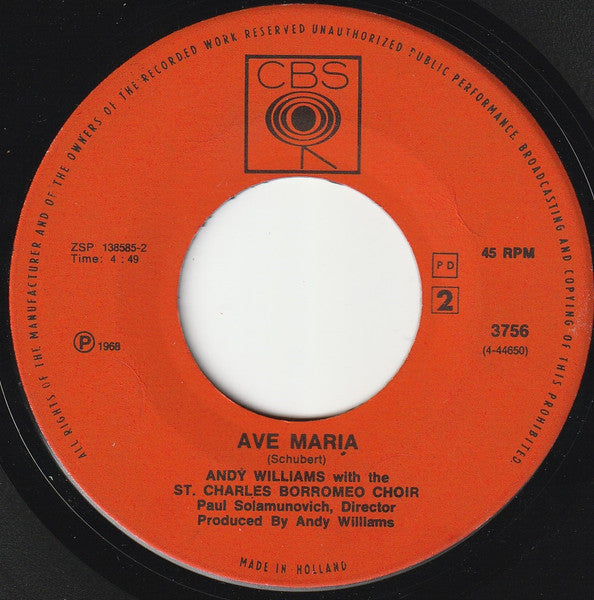 Andy Williams - Battle Hymn Of The Republic Vinyl Singles Vinyl Goed / Hoes Goed