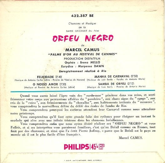 Breno Mello & Marpessa Dawn - Orfeu Negro 42647 Vinyl Singles EP Vinyl Zeer Goed / Hoesje Goed "VINYLSINGLES.NL"