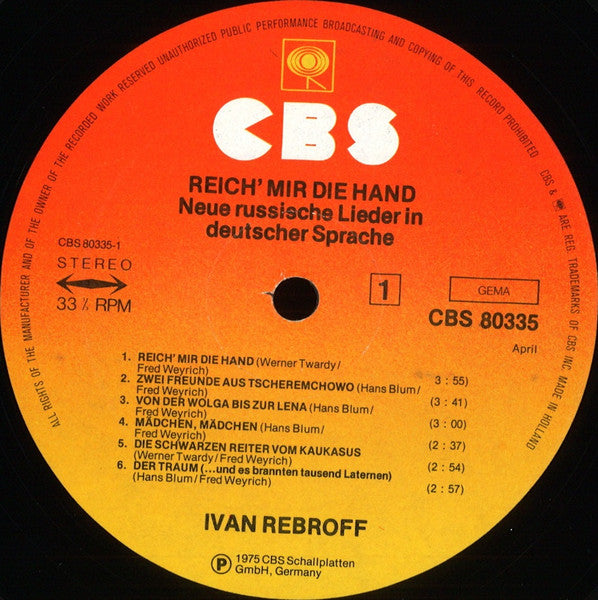 Ivan Rebroff – Reich' Mir Die Hand (LP) 49841