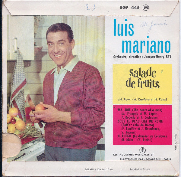 Luis Mariano - Salade De Fruits 34201 Vinyl Singles Vinyl Goed / Hoes Goed