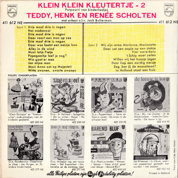 Teddy, Henk En René Scholten - Klein Klein Kleutertje 2 17838 Vinyl Singles EP Vinyl Goed / Hoes Goed