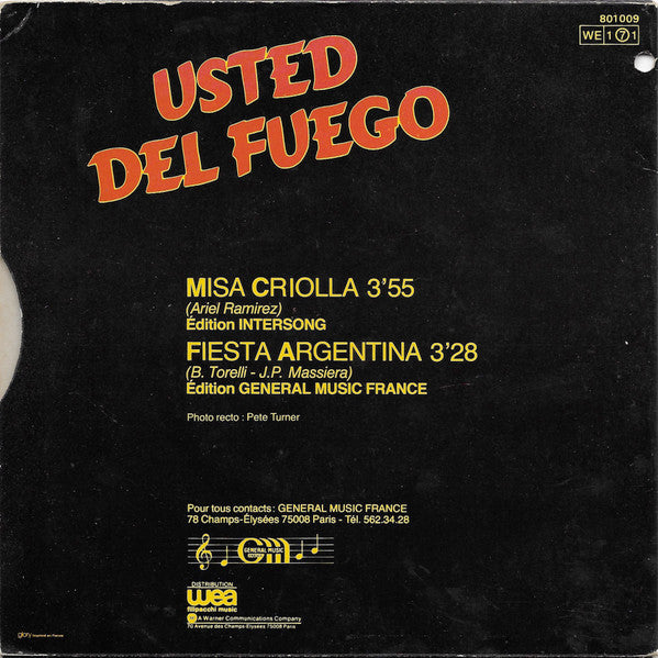 Usted Del Fuego - Misa Criolla 32021 Vinyl Singles Vinyl Goed / Hoes Goed