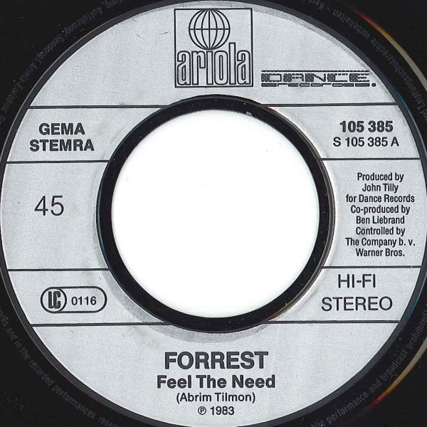 Forrest - Feel The Need Vinyl Singles Vinyl Zeer Goed / Hoesje Generic "VINYLSINGLES.NL"