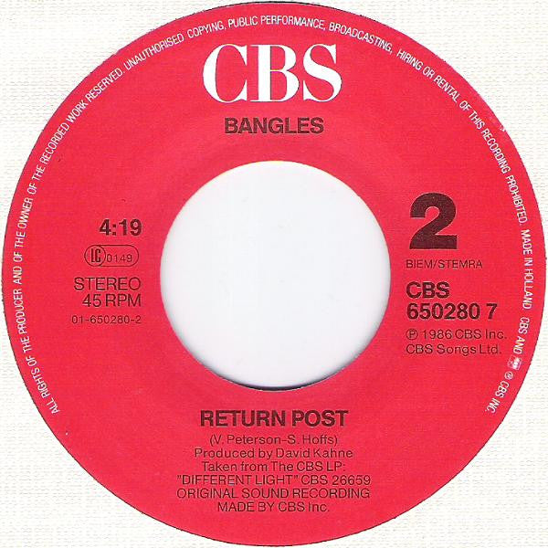 Bangles - Walking Down Your Street 19697 (B) Vinyl Singles Vinyl Goed / Hoes Redelijk