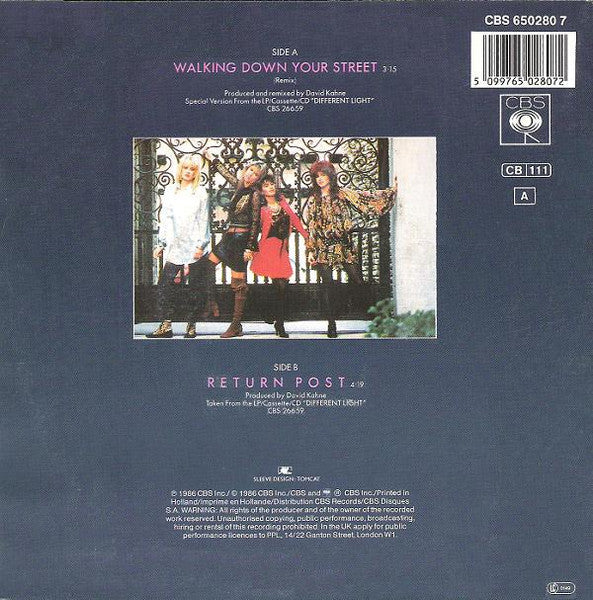 Bangles - Walking Down Your Street 19697 (B) Vinyl Singles Vinyl Goed / Hoes Redelijk