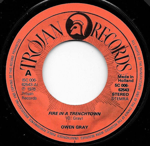 Owen Gray - Fire In A Trenchtown 08016 Vinyl Singles Vinyl Goed / Hoes Goed