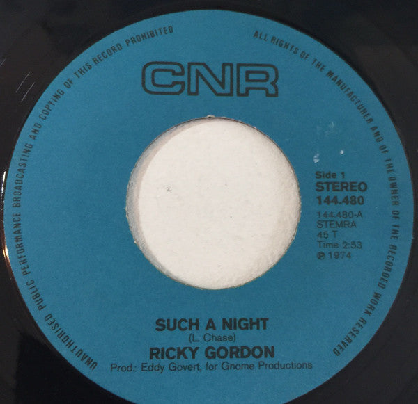 Ricky Gordon - Such A Night 27550 Vinyl Singles Vinyl Goed / Hoes Goed