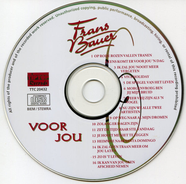 Frans Bauer - Voor Jou (CD) 70363 Compact Disc Vinyl Goed / Hoes Goed