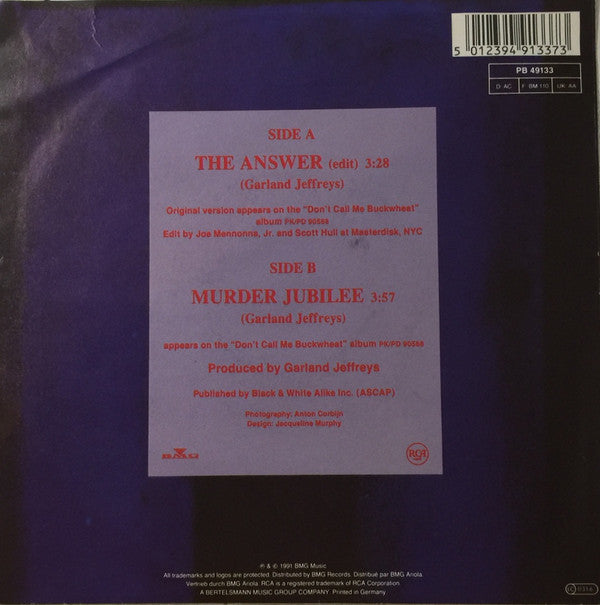Garland Jeffreys - The Answer Vinyl Singles Vinyl Zeer Goed / Hoesje Goed "VINYLSINGLES.NL"