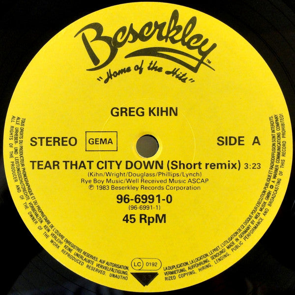 Greg Kihn Band - Tear That City Down (Maxi-Single) 42281 Maxi-Singles Vinyl Goed / Hoes Goed