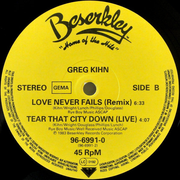 Greg Kihn Band - Tear That City Down (Maxi-Single) 42281 Maxi-Singles Vinyl Goed / Hoes Goed
