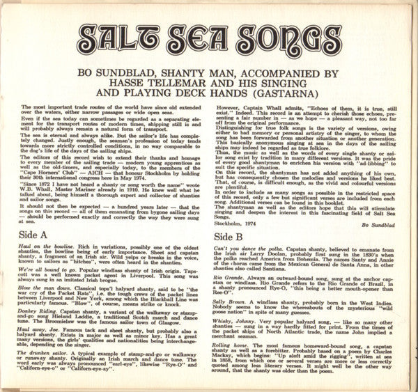Bo Sundblad, Hasse Tellemar – Salt Sea Songs 19861 (Mini-Album)