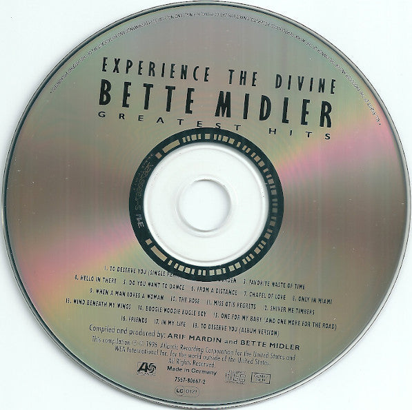 Bette Midler - Experience The Divine (Greatest Hits) (CD) 70461 Compact Disc Goede Staat