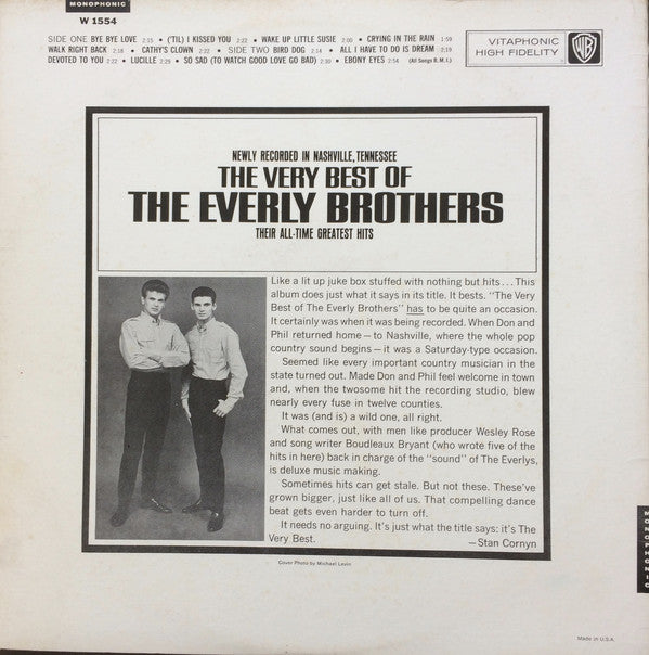 Everly Brothers - The Very Best Of The Everly Brothers (LP) Vinyl LP Vinyl Zeer Goed / Hoesje Goed "VINYLSINGLES.NL"