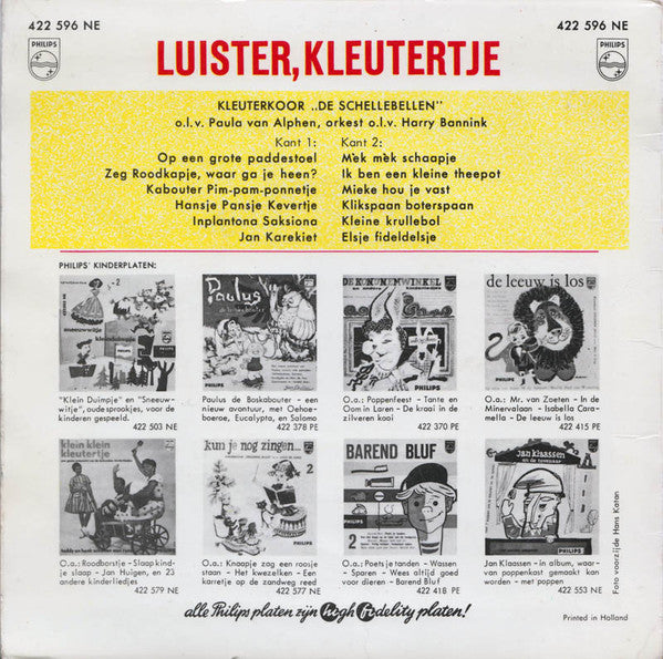 Schellebellen - Luister, Kleutertje 34187 Vinyl Singles Vinyl Goed / Hoes Goed